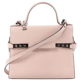 Bolsa de mão 2Way em couro Delvaux Tempête MM Rosa Bege