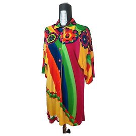 Gianni Versace Camicia in seta stampa multicolore Rosa Rosso Blu Multicolore Verde Giallo