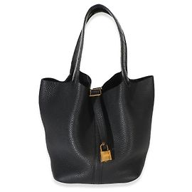 Hermès Picotin Lock 22 Black Clemence Matte Alligator GHW Noir