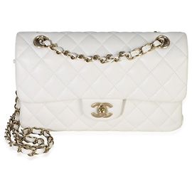 Bolso Chanel Small Classic Double Flap de Caviar acolchado blanco Blanco