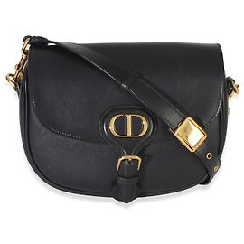 Sac Bobby Flap en cuir box noir Christian Dior Taille Medium Noir