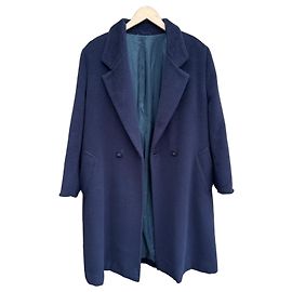 Max Mara Mantello Wool and Cashmere Blend Coat Dark blue