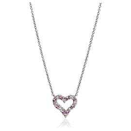 Tiffany & Co. Platinum Pink Sapphire and Diamond Heart Necklace Other