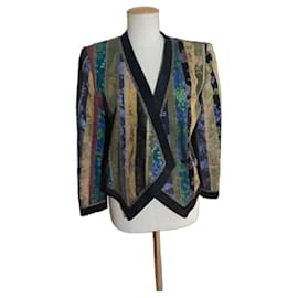 Roberto Cavalli Firenze Patchwork-Lederjacke Braun Schwarz Mehrfarben Grün Lila Gelb