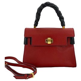 Miu Miu Miu Madras Click 2-Way Handbag Red