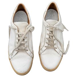 Loro Piana Baskets basses en cuir blanc Blanc