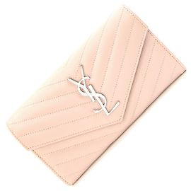 Saint Laurent Cassandra Bi-fold Long Wallet Pink