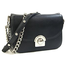 Borsa a tracolla in pelle nera Prada Nero