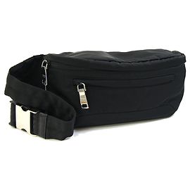 Borsa a tracolla Prada 2VL008 in nylon e pelle nera Nero