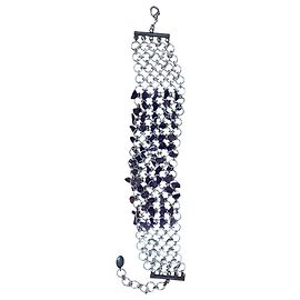 Paco Rabanne chainmail choker in silvered metal with violet glass beads Other