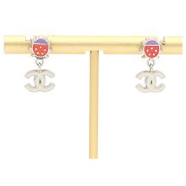 Orecchini Ladybug Chanel 2004 Rosso Porpora Bianco sporco
