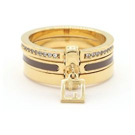 Fendi Triple Band Ring Golden Dark brown