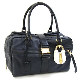 Loewe Laura Handbag Black Leather and Canvas Black