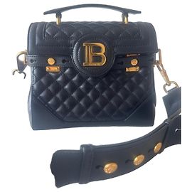 Balmain B-Buzz 23 gesteppte Leder Handtasche Schwarz