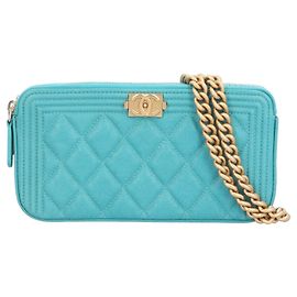 Borsa a tracolla Chanel Boy verde Verde Turchese