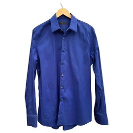 Prada Herren Hemd aus blauer Baumwolle Blau