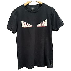 Camiseta Fendi Bag Bugs Monster Eyes de Algodón - Negra Negro