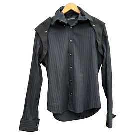 Autre Marque Andrew Mackenzie Camisa de Algodão Listrada Preta Preto