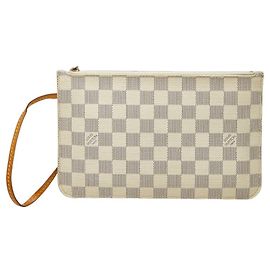Louis Vuitton Damier Azur Neverfull MM Handtasche mit Accessory Pouch Weiß