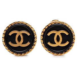 Orecchini a clip Vintage Chanel Coco Mark Nero D'oro