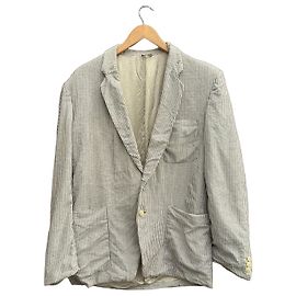 Autre Marque Blazer listrado C.P. Company em algodão e linho Branco Azul escuro