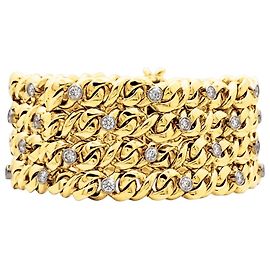 Autre Marque Pulsera de cinta de 4 filas, oro amarillo, platino y diamantes. Otro