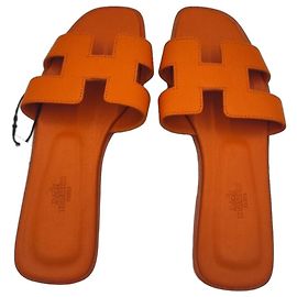 Oran orange leather sandals Hermès * Size 38 * Orange