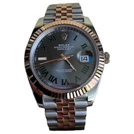 Rolex Datejust II 41mm Wimbledon Oro Everose e Acciaio D'oro Grigio Verde scuro