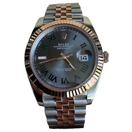 Rolex Datejust II 41mm Wimbledon Ouro Everose e Aço Dourado Cinza Verde escuro