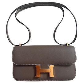 Bolsa Hermès Constance Elan em couro Epsom Etoupe Marrom Cinza