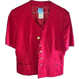 Céline brand short sleeve suit in bright red! Red