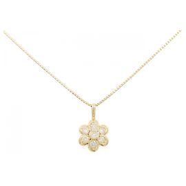 Autre Marque Au750 Diamanten-Blumenhalskette Golden
