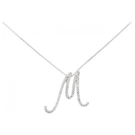 Autre Marque Au750 Diamond Initial M Necklace Silvery