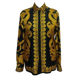 Camicia in seta Versace Stampa Barocca Medusa - Nero e Oro Nero D'oro