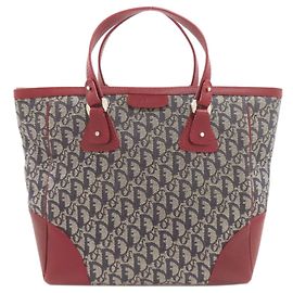 Christian Dior Trotter Pattern Tote Bag Red Navy blue
