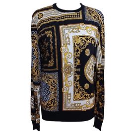 Versace Baroque Seidenpullover mit Medusa-Print - Schwarz/Gold Schwarz Weiß Golden