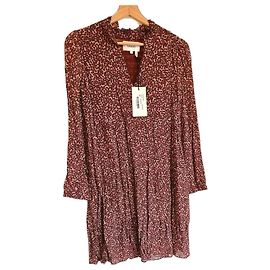 Vestido Midi Ba&Sh Pazur T.1 Burdeos Caqui Crema