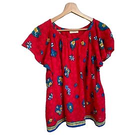 Ba&sh Pino Top rot mit Blumenprint - Größe 1 Weiß Rot Blau Grün Gelb