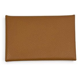 Hermès Hermes Calvi Gold Epsom Leather Card Case Golden