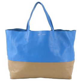 Céline Celine Horizontal Cabas Bicolor Leather Tote Bag Brown Blue
