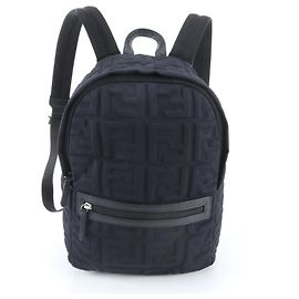 Fendi Zucca Leather Nylon Backpack Black