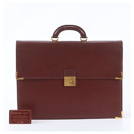 Cartier Must Line Bordeaux Leather Handbag Dark red