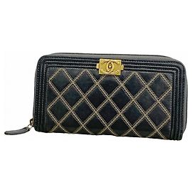Chanel Boy Long Wallet Black