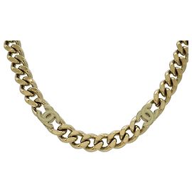 Collier à chaîne courbée avec le logo Coco de Chanel Doré Écru