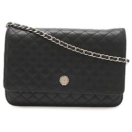 Borsa a Spalla con Catena e Portafoglio Chanel Micro Matelassé Nero