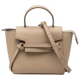 Céline Bolsa Belt Celine Bege em couro de bezerro granulado Pico Bege