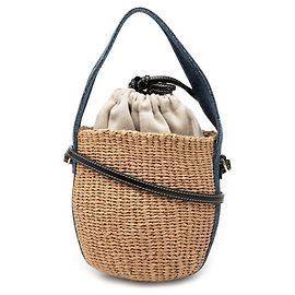 Borsa a secchiello Chloé Beige Small Raffia Woody Basket Beige