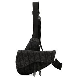 Bolsa transversal Saddle em lona Oblique preta da Dior Preto