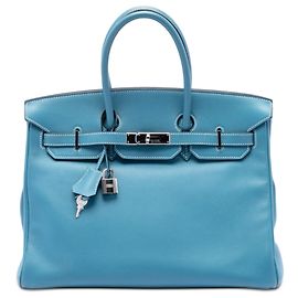 Hermès Blue Swift Birkin Retourne 35 Blu Blu chiaro