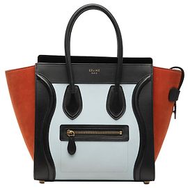 Céline Tote Luggage em nubuck e couro de bezerro tricolor micro branco Celine Branco